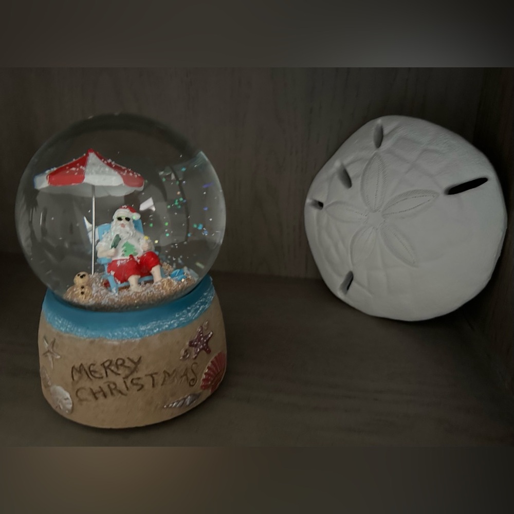 Beautiful Holiday Snow Globe with Santa in Red Shorts - Picture 7 of 12